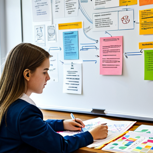 **

A student studying environmental management at a desk filled with colorful notes and diagrams, focused on a mind map illustrating "sustainable development," fully clothed, appropriate attire, safe for work, perfect anatomy, natural proportions, study environment, high quality, professional.

**