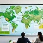 환경경영 이직을 위한 준비물 - **Green Niche Exploration at an Eco-Tech Hub**
    A vibrant, sunlit scene within a modern, biophili...