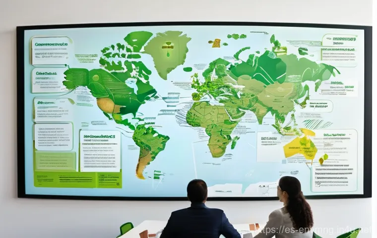 환경경영 이직을 위한 준비물 - **Green Niche Exploration at an Eco-Tech Hub**
    A vibrant, sunlit scene within a modern, biophili...